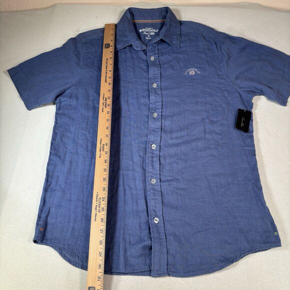 Jimmy Buffet Mens Margaritaville Hawaiian Shirt Mens M Blue Woven Hawai New - Picture 9 of 9